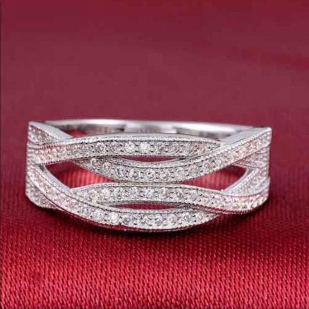 ETERNITY 925 STERLING SILVER DIAMOND RING - Picture 5 of 6